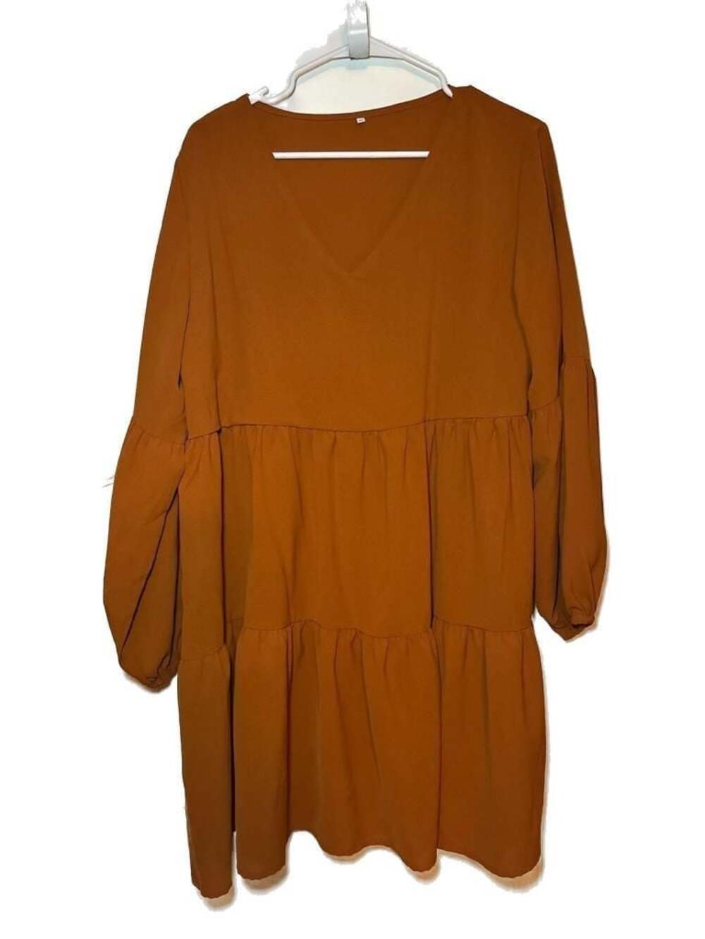 Women's Long Sleeve Tiered Mini Dress - Rust